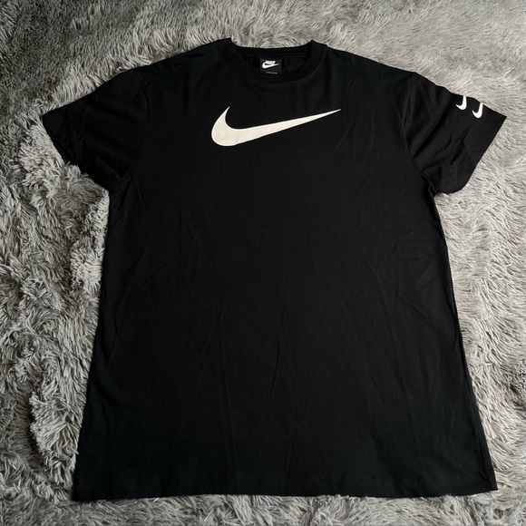 Nike Tshirt Dress Womens Small Sportswear NSW Black Long Tee Black Double Check - Picture 1 of 9